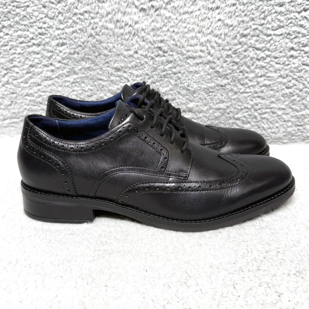 Cole Haan Grand+ Plus DRS Wingtip Mens Size 8.5 Oxford Dress Shoes Black Leather